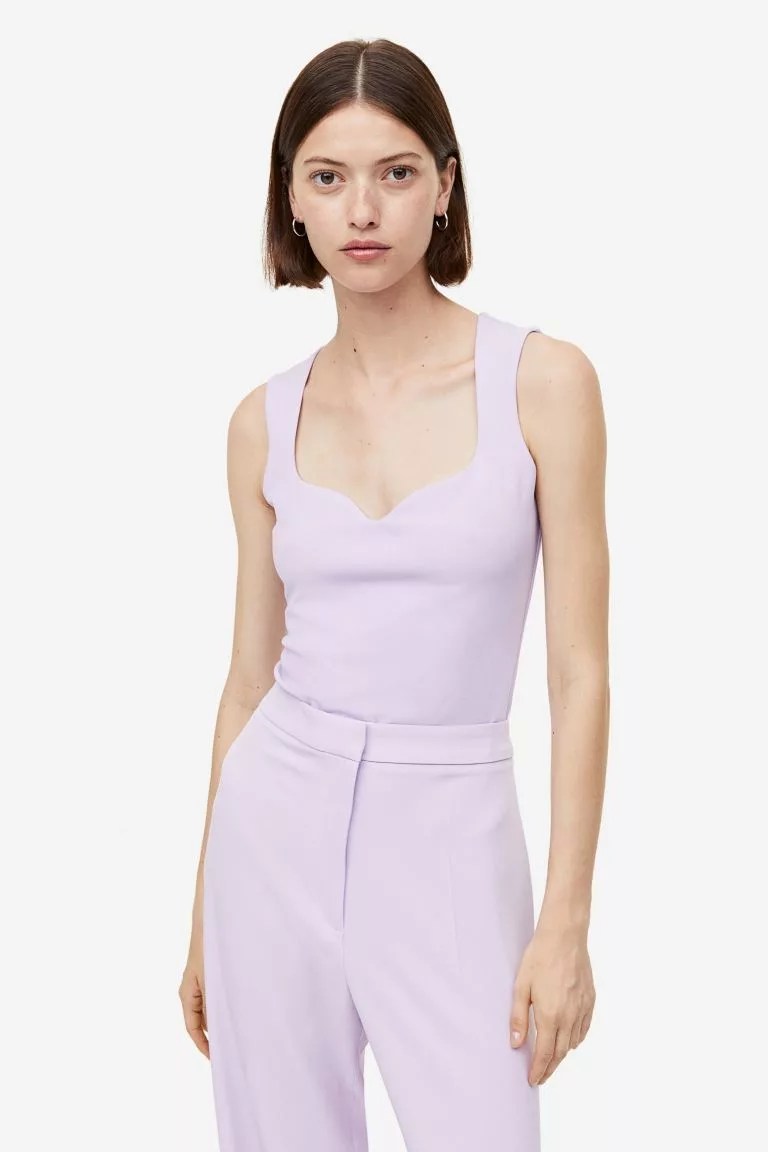 Sweetheart-neckline Top